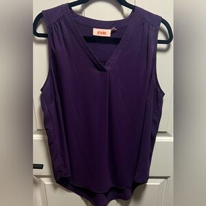 EVRI Deep Purple V-Neck Sleeveless Blouse